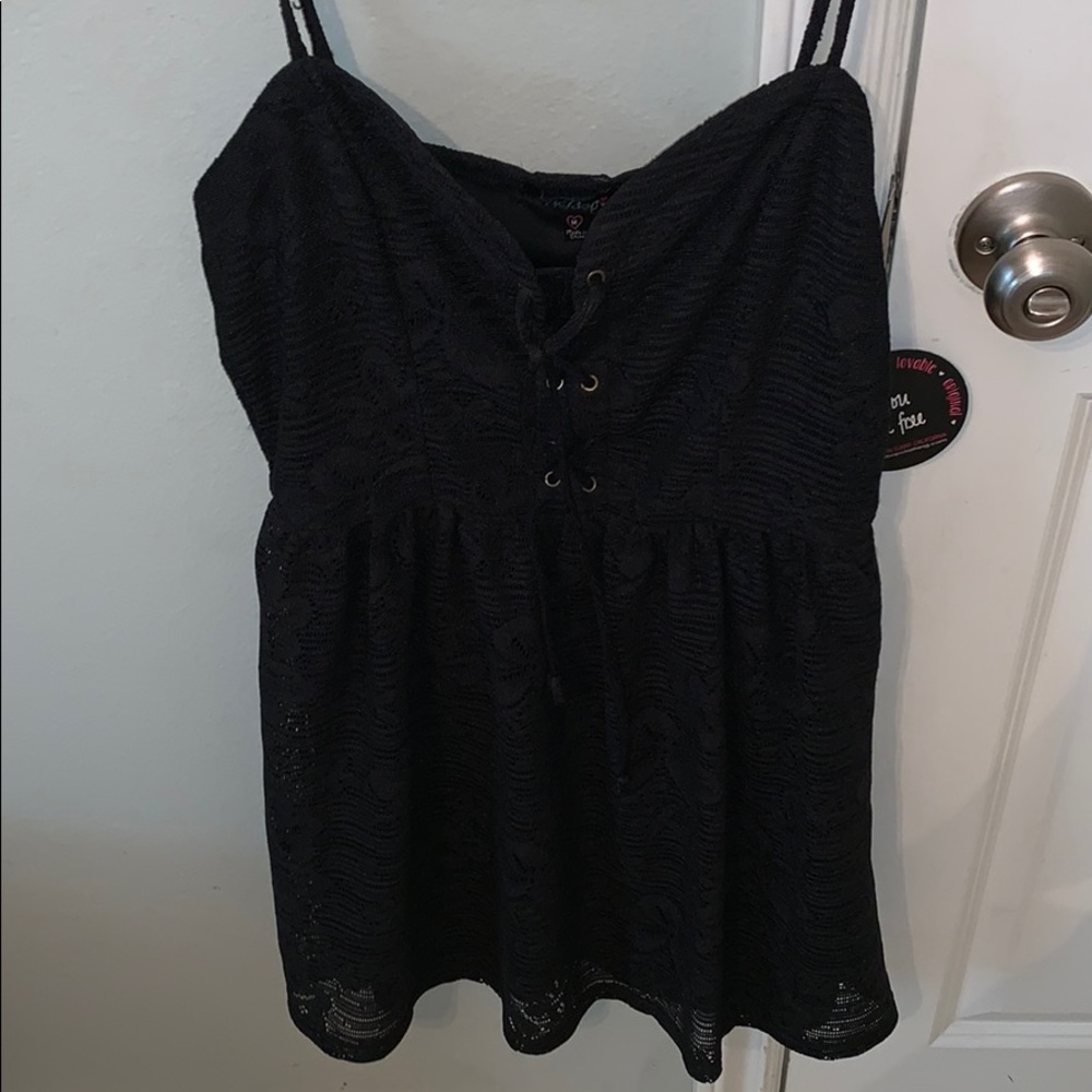 Black lace up front dress